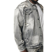 Smoke Rise Big and Tall Big and Tall - Wave Effect Jean Jacket - Union Grey