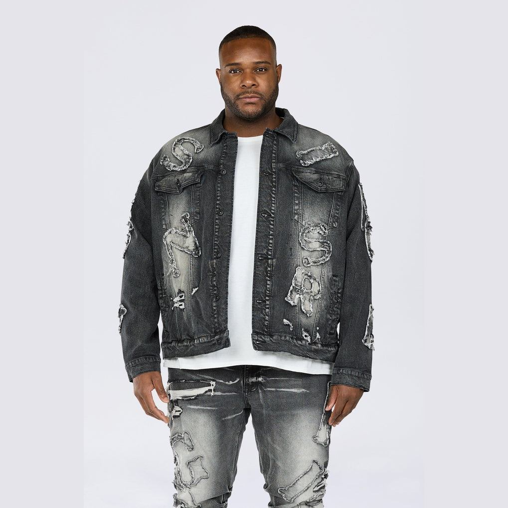 Cut off black denim jacket best sale