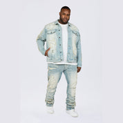 Smoke Rise Big and Tall Big and Tall - Cut & Sewn Rip Off Letter Applique Stacked Jeans - Seville Blue