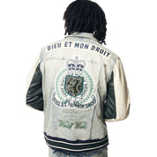 Smoke Rise Preppy Crest Embroidered Jean Jacket - Cascade Blue