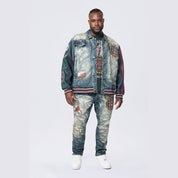 Smoke Rise Big and Tall Big and Tall - Varsity Patch Jeans - Alley Blue