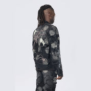 Smoke Rise Oversized Patchwork Denim Jacket - Nickel Black