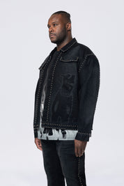 Big and Tall - Color Flocked Denim Jacket - Dorset Black