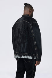 Big and Tall - Color Flocked Denim Jacket - Dorset Black