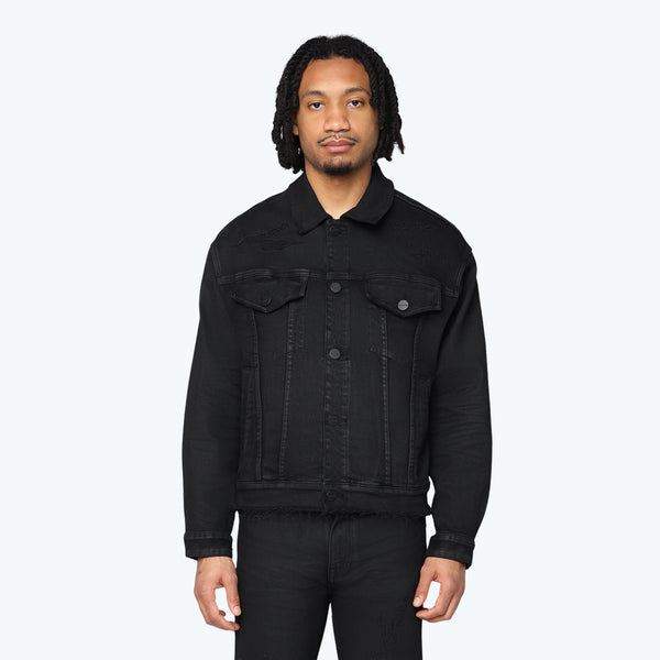 Oversized Heavy Whisker Effect Jacket - Glow Black