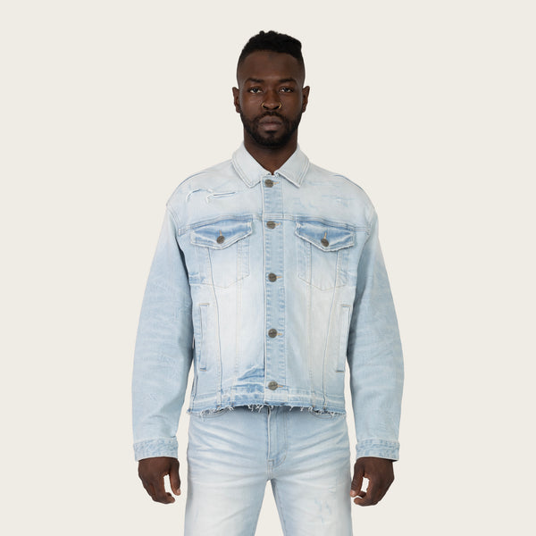 Oversized Heavy Whisker Effect Jacket - Kori Blue