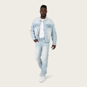 Oversized Heavy Whisker Effect Jacket - Kori Blue