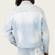 Oversized Heavy Whisker Effect Jacket - Kori Blue