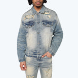 Oversized Heavy Whisker Effect Jacket - Owens Blue