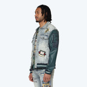 Magnificence Denim Varsity Jacket - Mechanical Blue