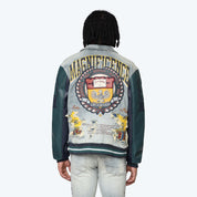 Magnificence Denim Varsity Jacket - Mechanical Blue