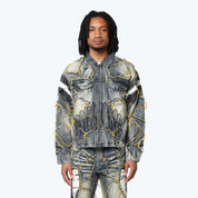 Oversized Victory Color Weft Denim Jacket - Kelly Blue