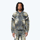 Oversized Victory Color Weft Denim Jacket - Kelly Blue