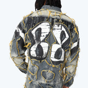 Oversized Victory Color Weft Denim Jacket - Kelly Blue