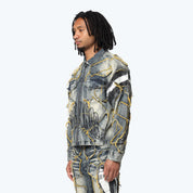 Oversized Victory Color Weft Denim Jacket - Kelly Blue