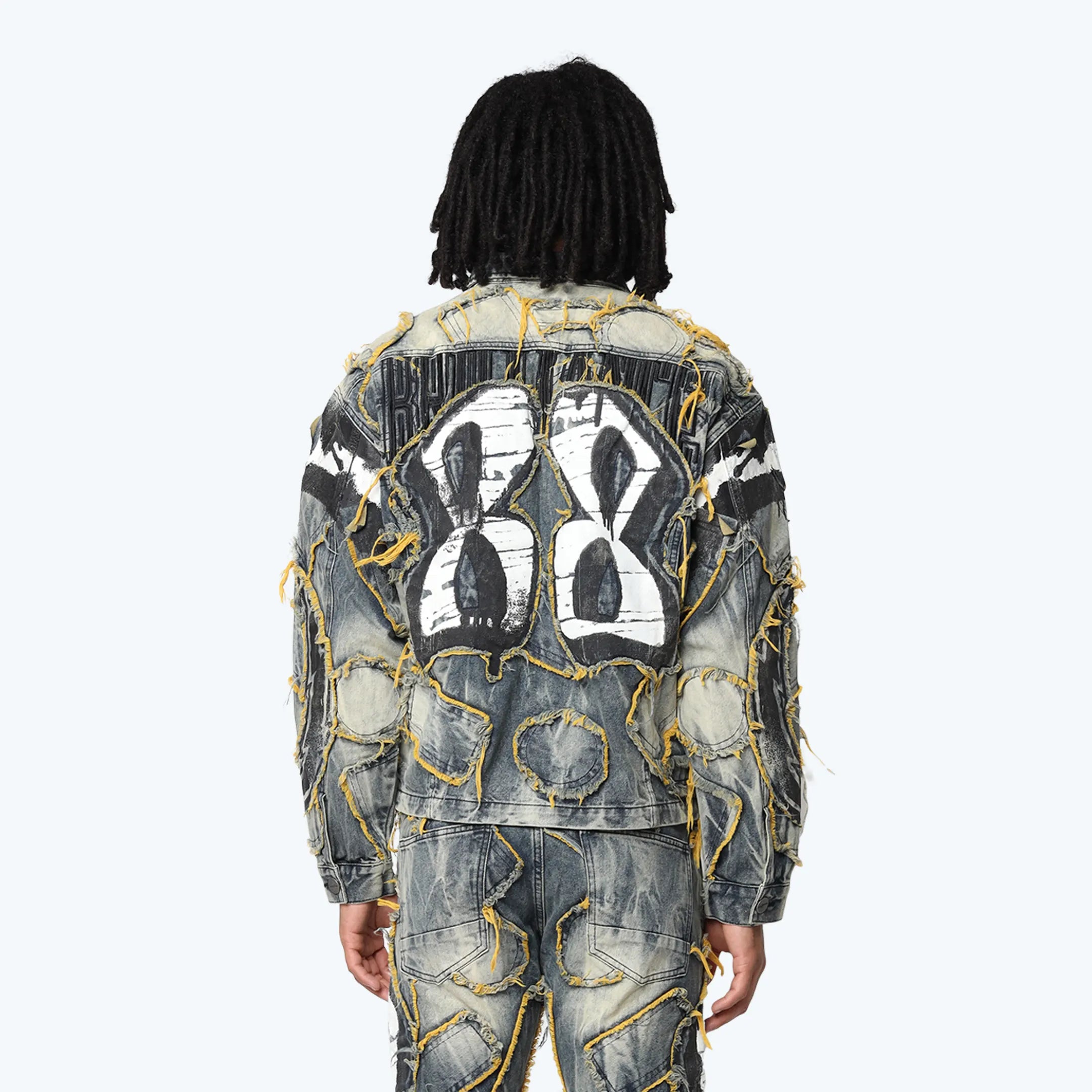 Oversized Victory Color Weft Denim Jacket - Kelly Blue