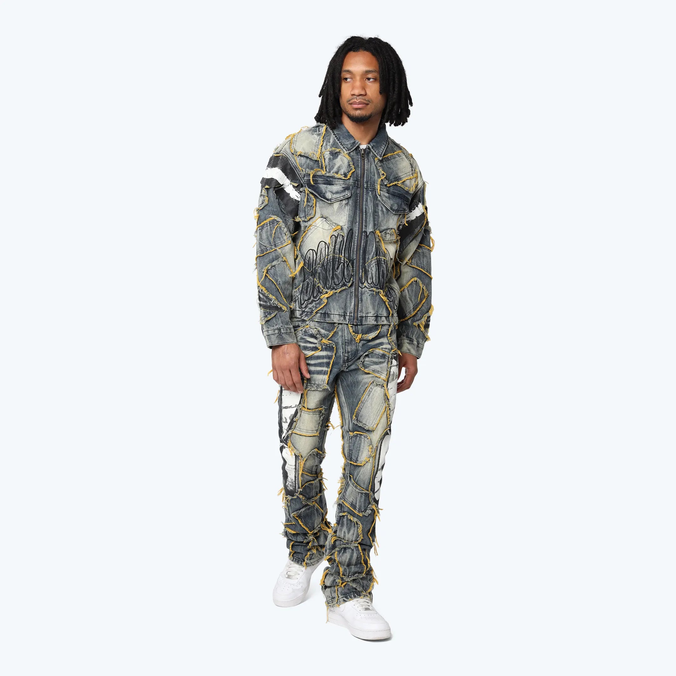 Lazy Stacked Victory Color Weft Jeans - Kelly Blue