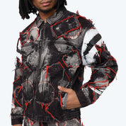 Oversized Victory Color Weft Denim Jacket - Nickel Black