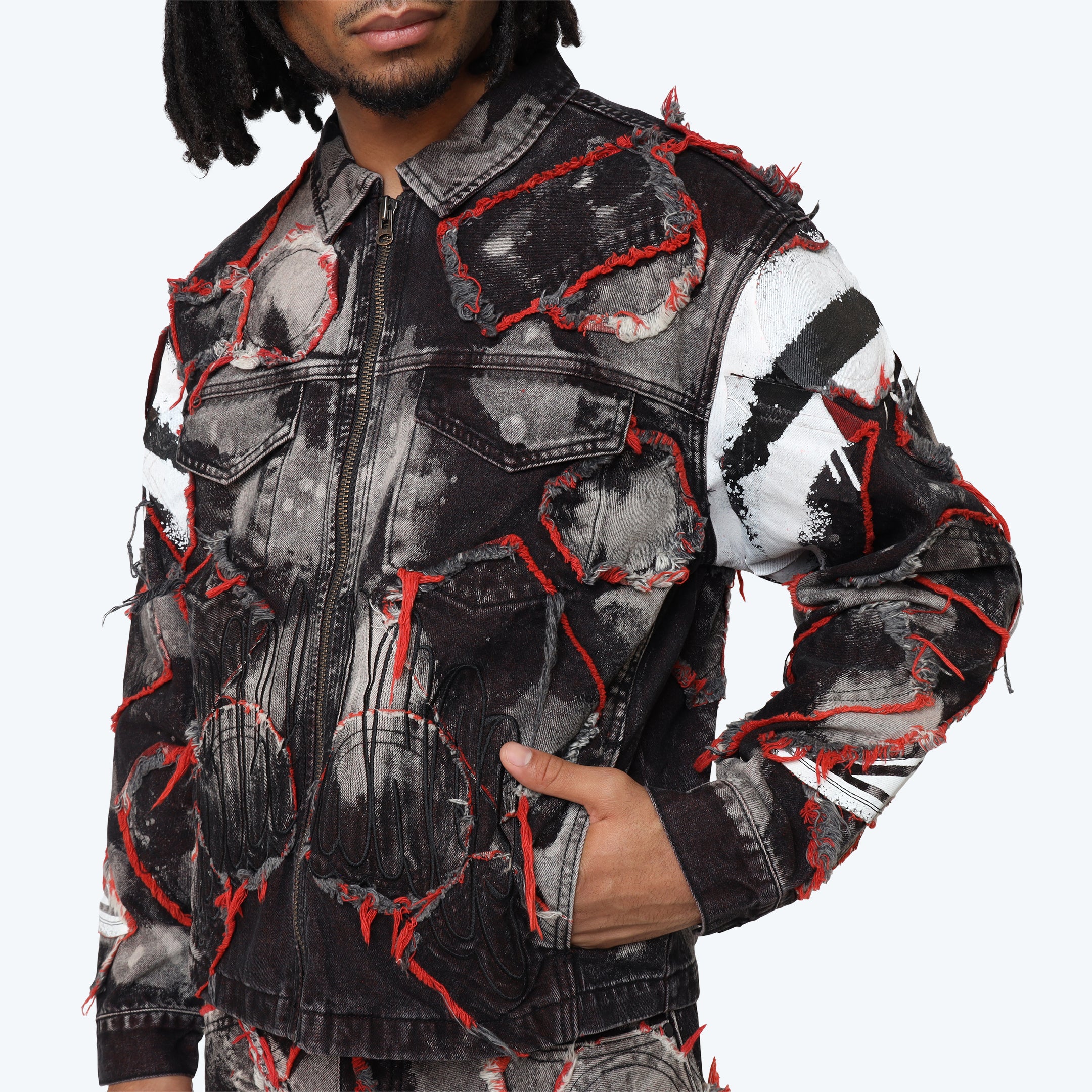 Oversized Victory Color Weft Denim Jacket - Nickel Black