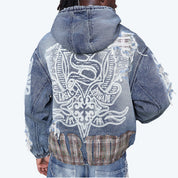 Grandeur Plaid Denim Hoodie Jacket - Fordham Blue