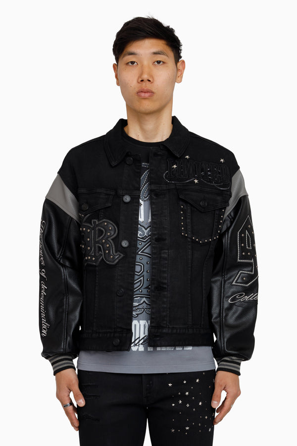 Rise To Reign Trucker Jacket - Glow Black