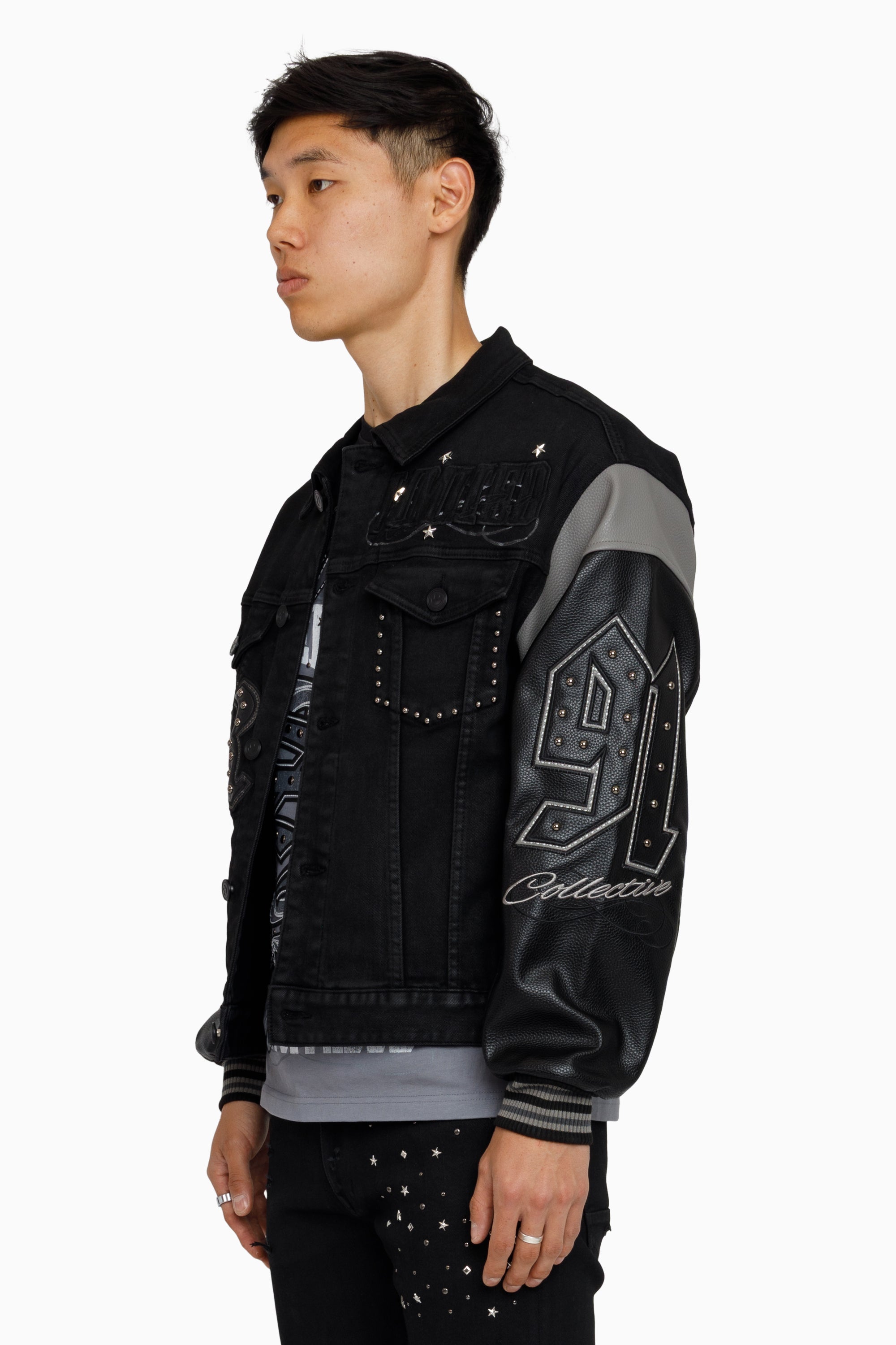 Rise To Reign Trucker Jacket - Glow Black