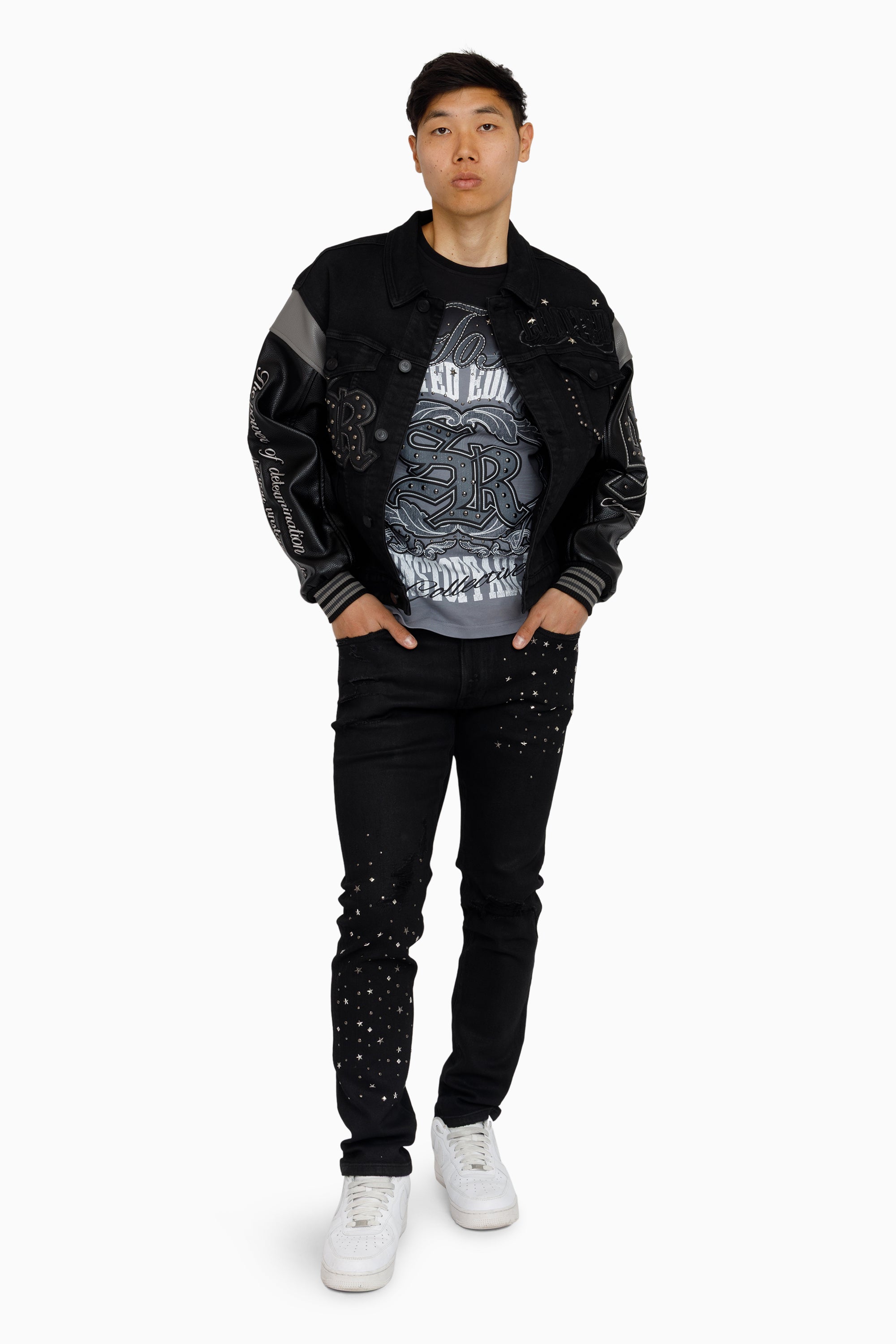 Rise To Reign Trucker Jacket - Glow Black