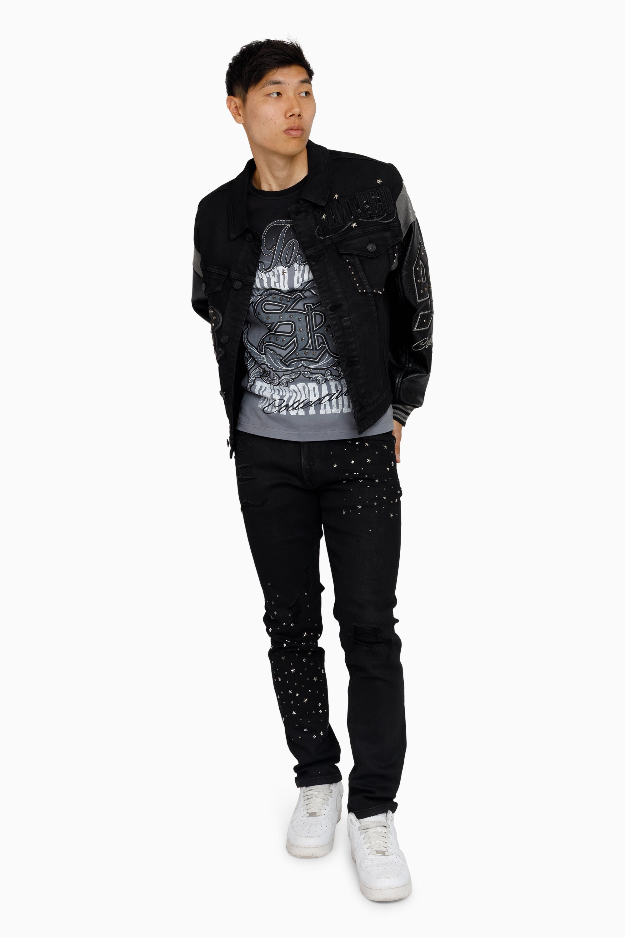Rise To Reign Trucker Jacket - Glow Black