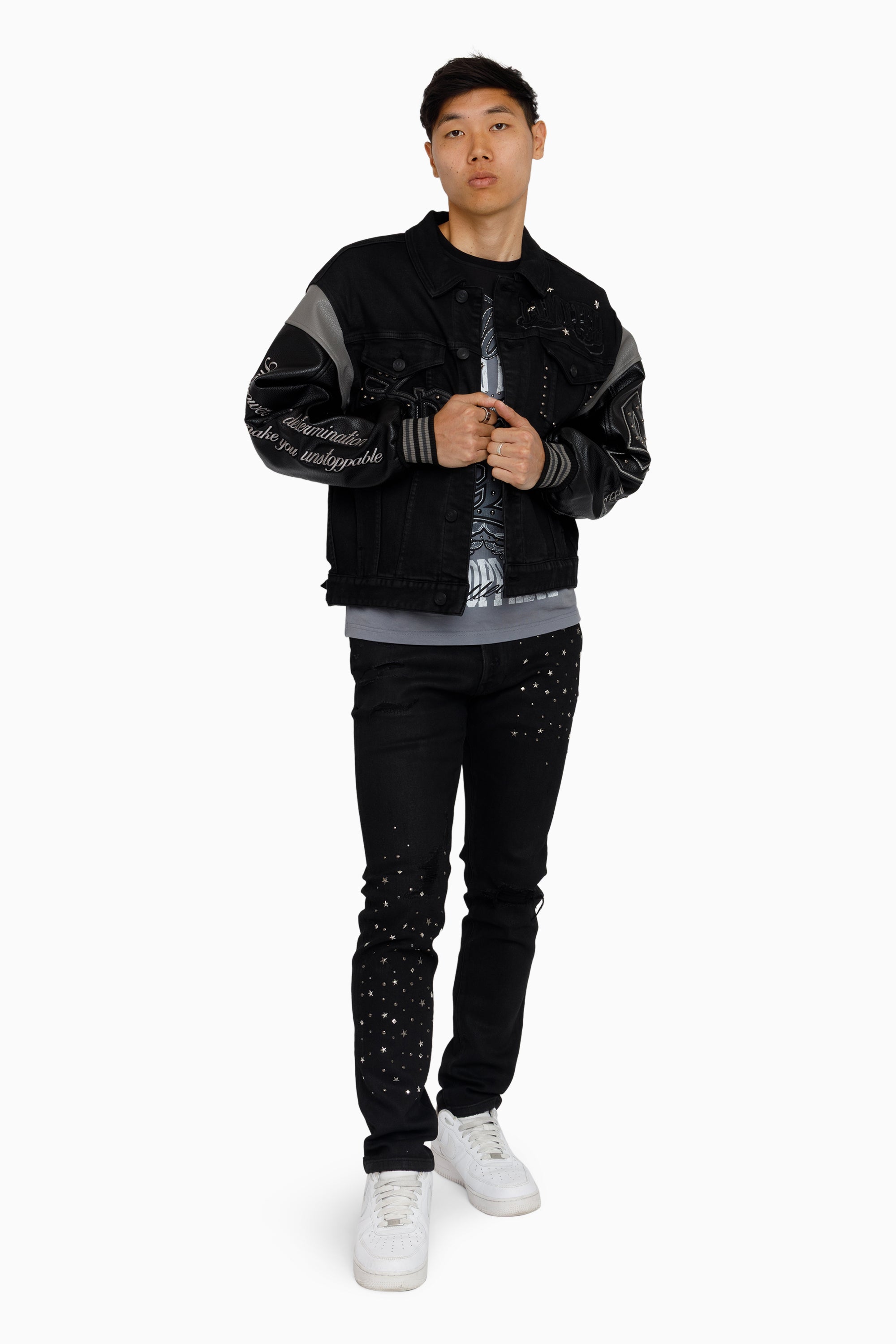 Rise To Reign Trucker Jacket - Glow Black