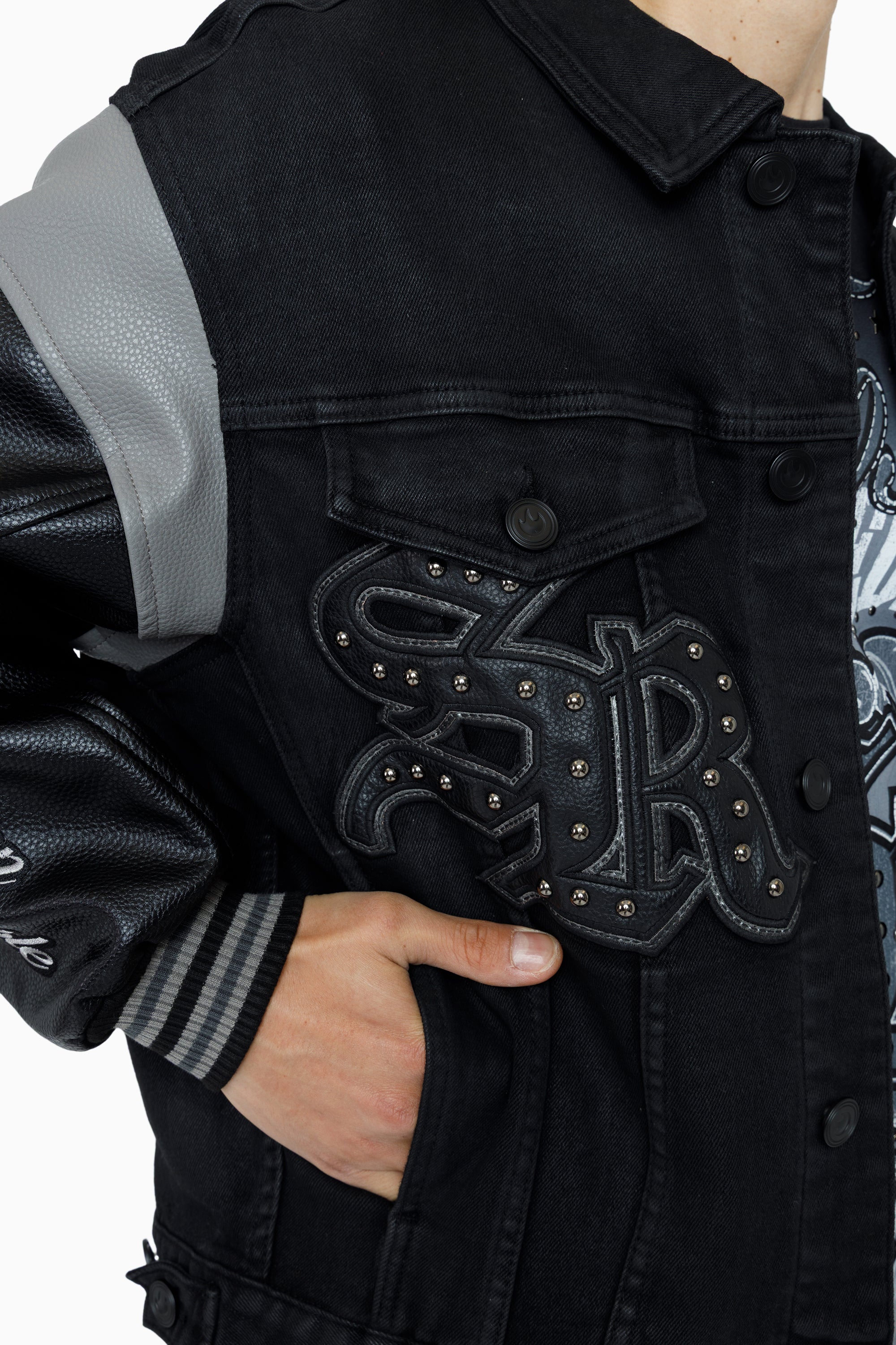 Rise To Reign Trucker Jacket - Glow Black