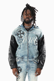 Royal By Nature Bomber Jacket With Hoodie - Legacy Blue