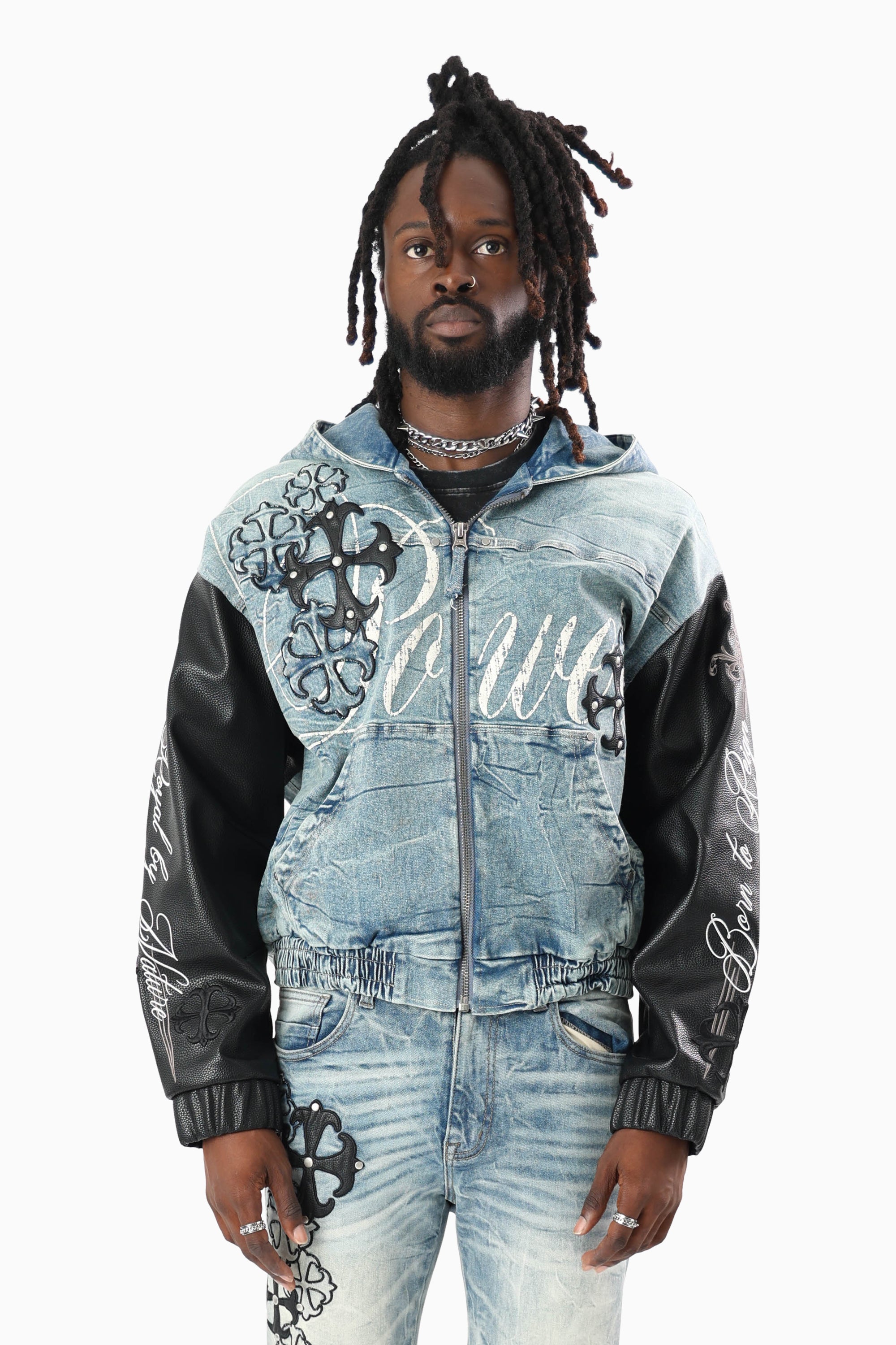 Royal By Nature Bomber Jacket With Hoodie - Legacy Blue