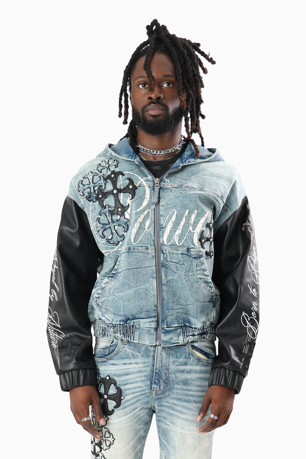 Royal By Nature Bomber Jacket With Hoodie - Legacy Blue