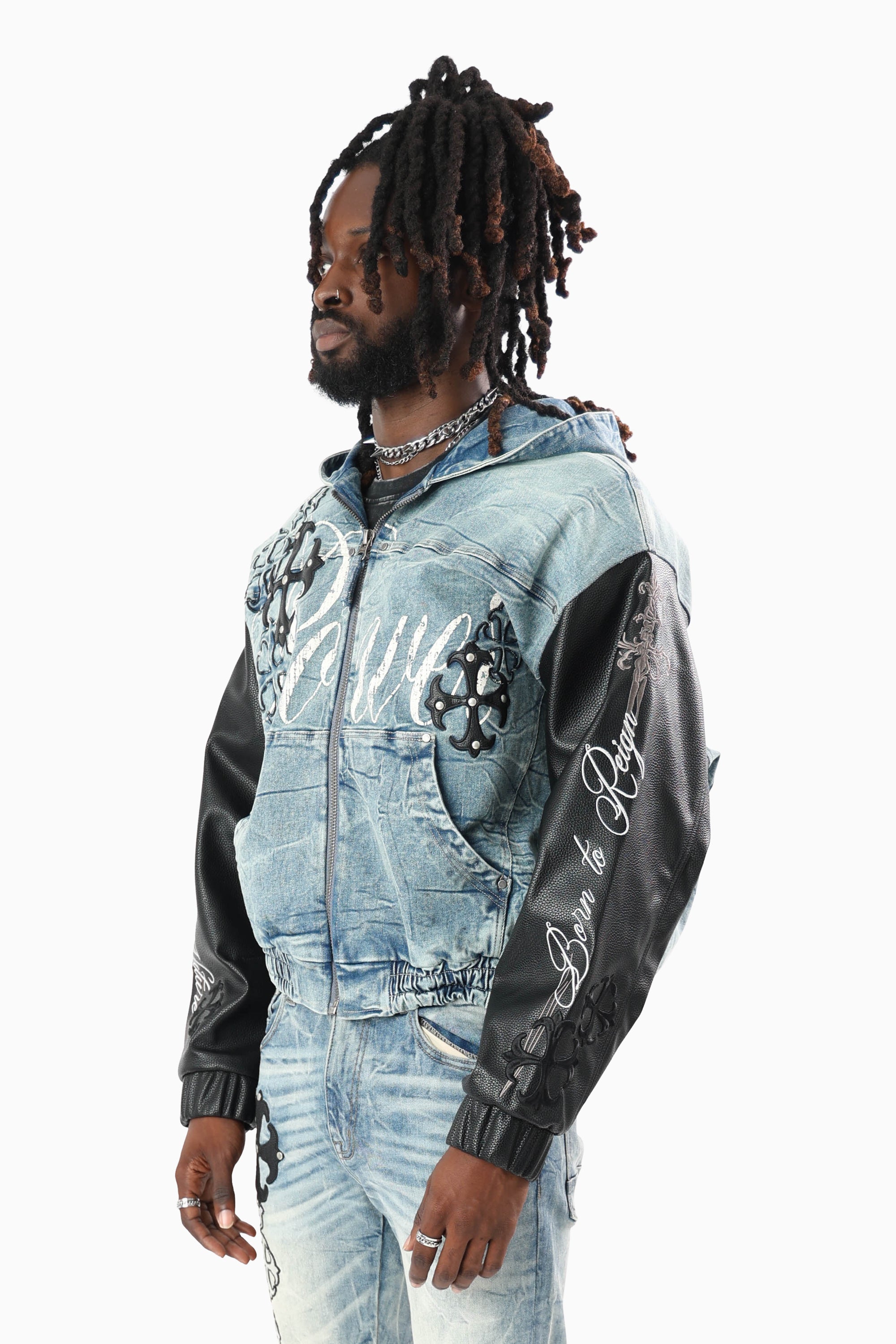 Royal By Nature Bomber Jacket With Hoodie - Legacy Blue