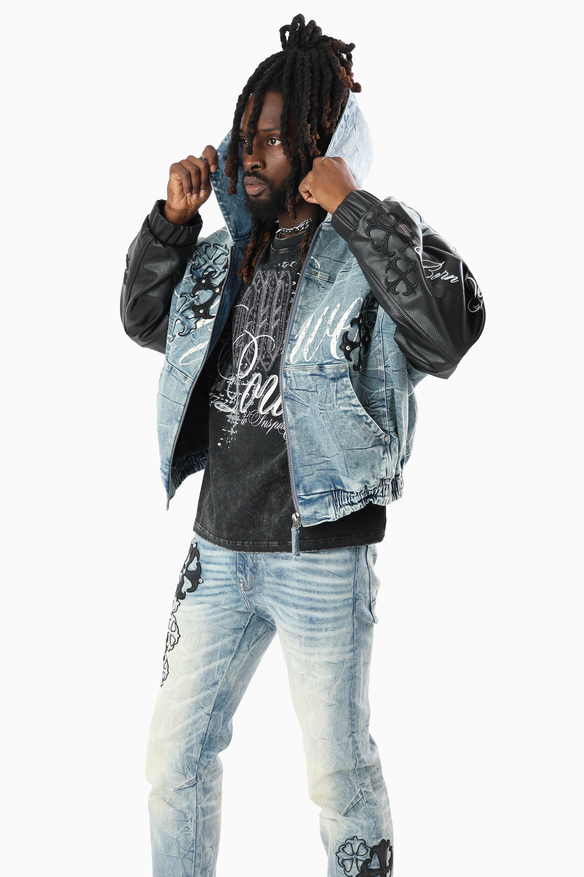 Royal By Nature Bomber Jacket With Hoodie - Legacy Blue