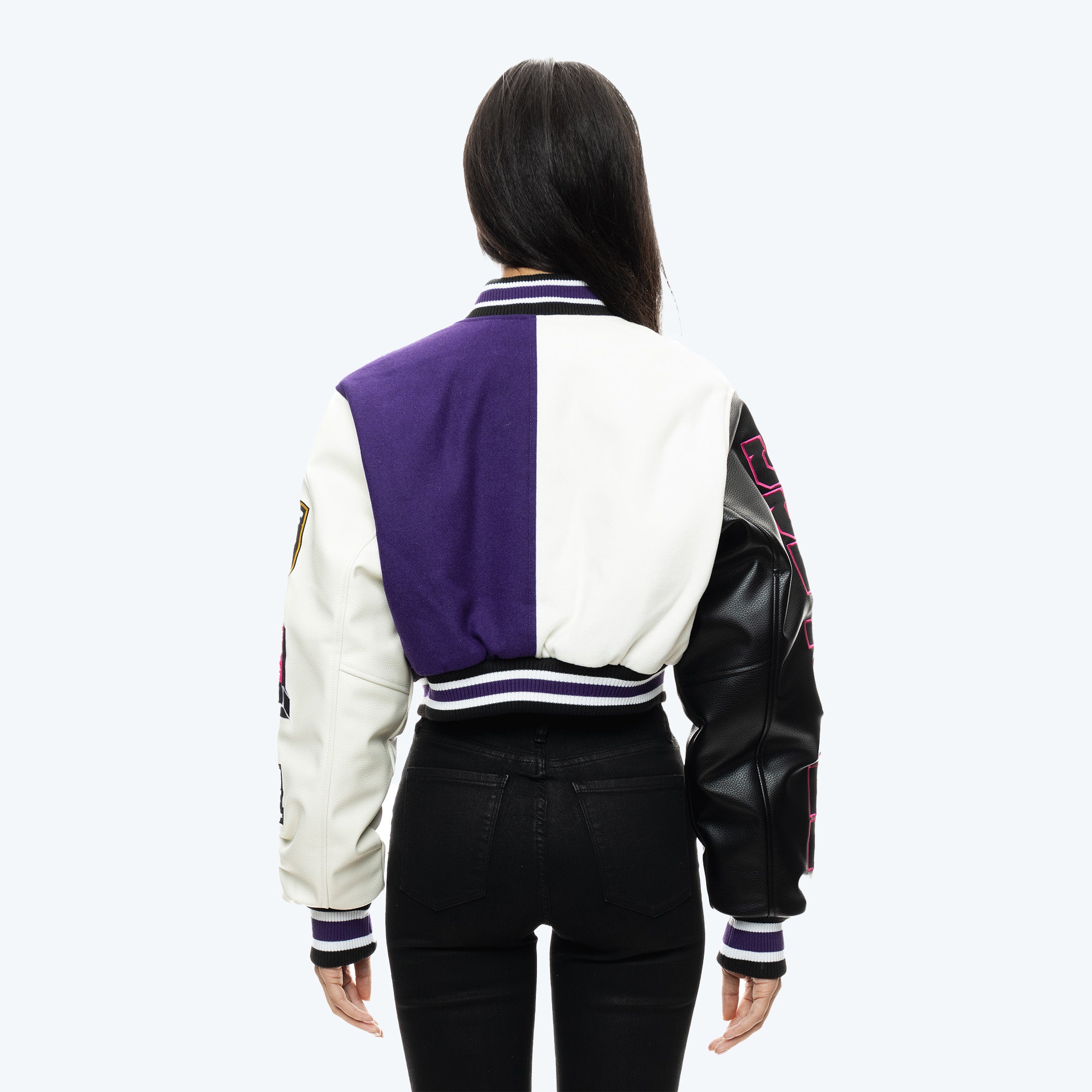 Cropped All Star Varsity Jacket - Purple