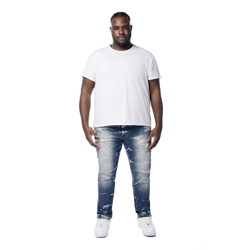 Big and Tall - Rip And Repair Lightning Washed Jeans - Westport Blue