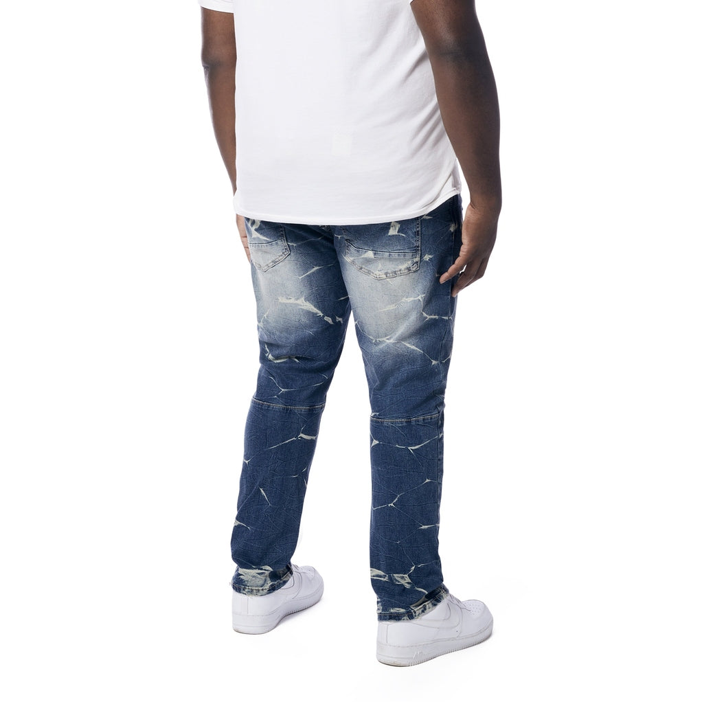 Smoke Rise Big and Tall Big and Tall - Rip & Repaired Lightning Washed Denim Jeans - Westport Blue