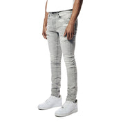 Smoke Rise Super Skinny Rip & Repaired Lightning Washed Denim Jeans - Cloud Grey