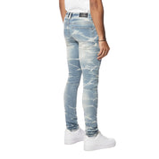 Smoke Rise Super Skinny Rip & Repaired Lightning Washed Denim Jeans - Clyde Blue
