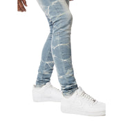 Smoke Rise Super Skinny Rip & Repaired Lightning Washed Denim Jeans - Clyde Blue