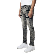 Smoke Rise Super Skinny Rip & Repaired Lightning Washed Denim Jeans - Lightning Black