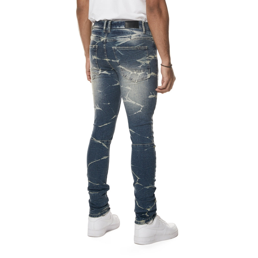 Smoke Rise Super Skinny Rip & Repaired Lightning Washed Denim Jeans - Westport Blue