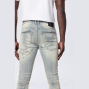 Smoke Rise Super Skinny Distressed Rip & Repair Jean - Industrial Blue