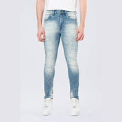 Smoke Rise Super Skinny Distressed Rip & Repair Jean - Lowell Blue