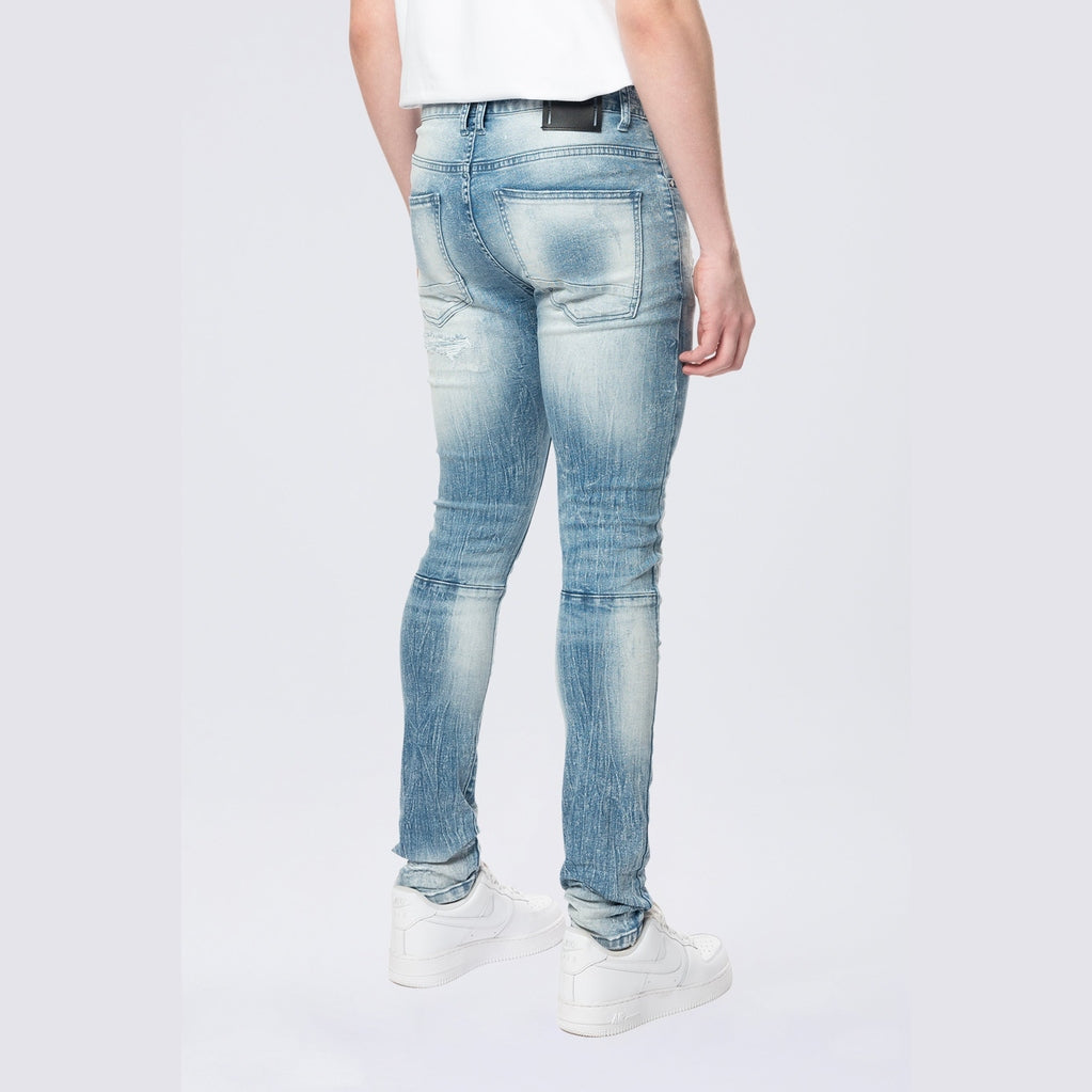 Smoke Rise Super Skinny Distressed Rip & Repair Jean - Lowell Blue