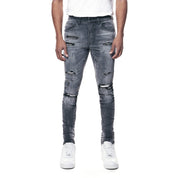 Smoke Rise Super Skinny Distressed Rip & Repair Jean - Pluto Grey