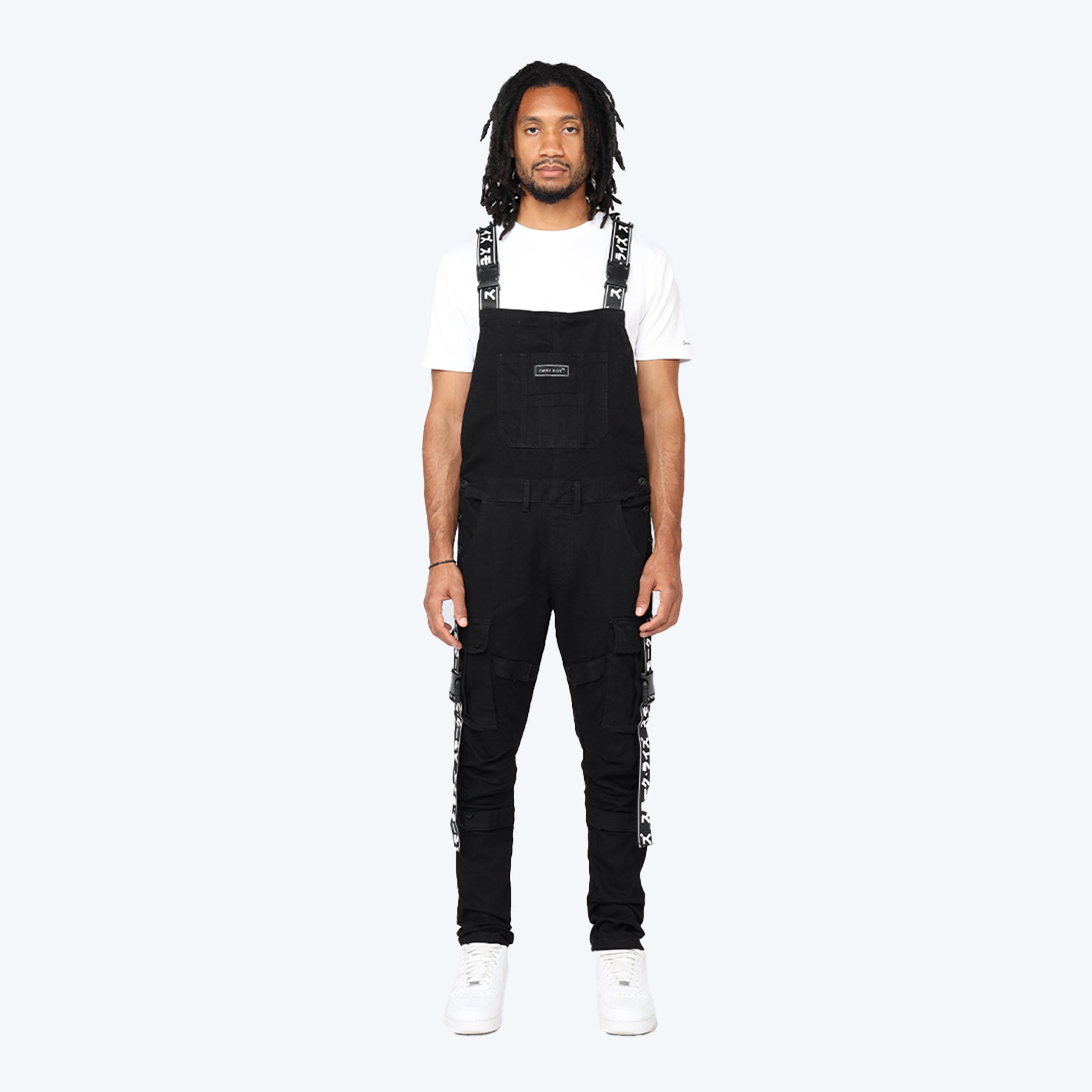 Multi Cargo Fashion Twill Overalls - Black