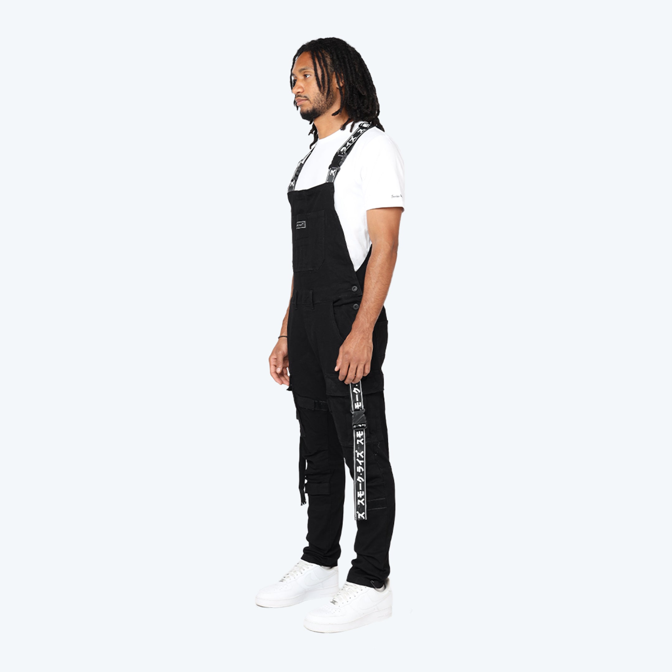 Multi Cargo Fashion Twill Overalls - Black
