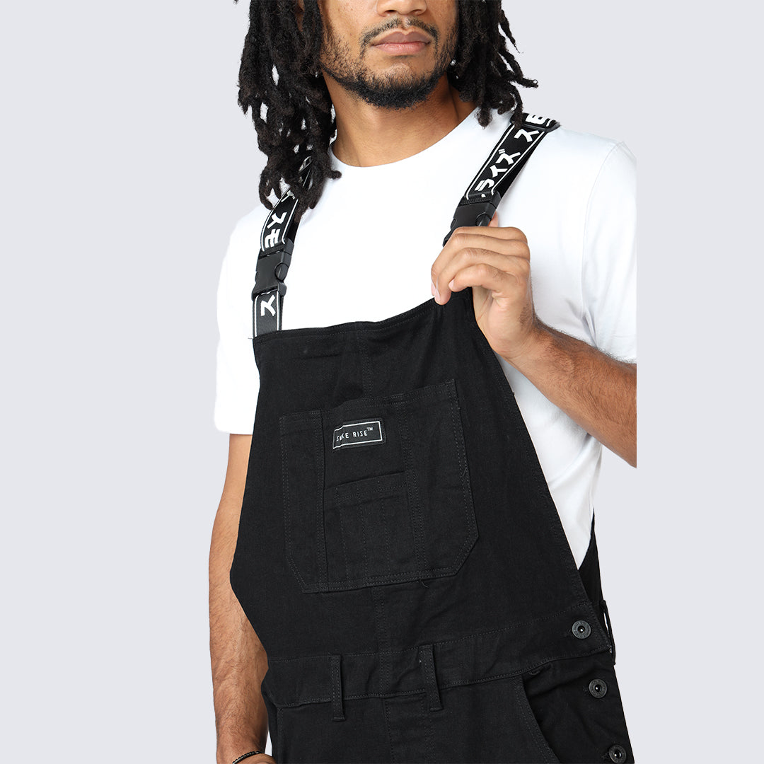 Multi Cargo Fashion Twill Overalls - Black